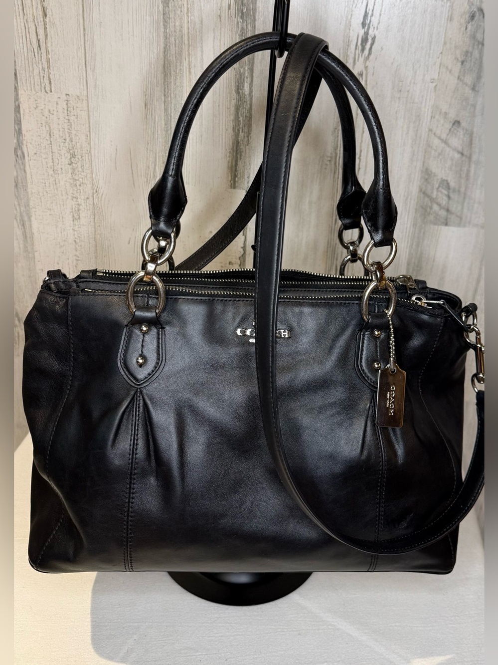 COACH Collette Black Leather Satchel Silver Hardware 2014 33447 - Picture 11 of 11